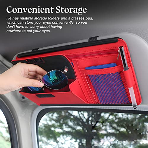 Zipelo 12.2 x 6.5 Inch PU Leather Car Sun Visor Organizer, Black - color: Style 2-Black
