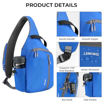 Crossbody Sling Bag, RFID Travel Hiking Sling Backpack, Compact EDC Bag - color: Blue