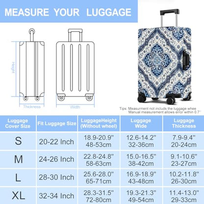 Blue Pattern Luggage Cover Washable Suitcase Protector Anti-scratch Suitcase cover Fits 20-22 Inch Luggage S - color: Blue pattern, size: S(20-22inch suitcase)