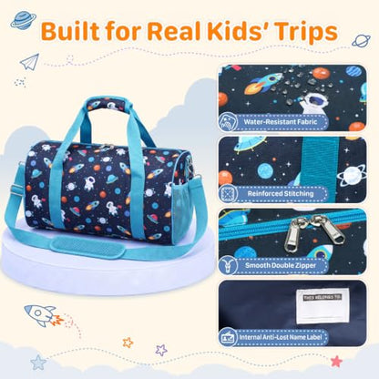 Kids Travel Duffle Bag - Weekender Bag for Boys 3-8 Year Olds - color: 02 Blue Space, size: Medium-25L(Ages 3-8)