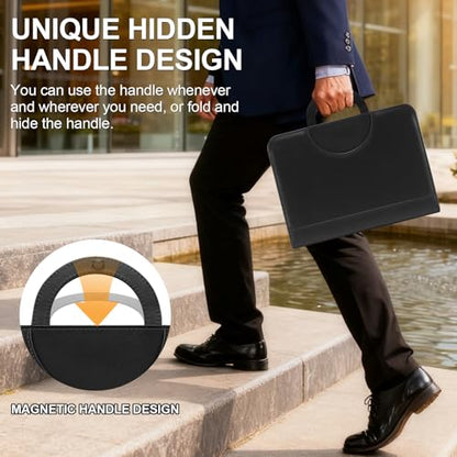 IVGHV Portfolio Binder, Vegan Leather Padfolio Organizer with Zipper, Black - color: Modernblack