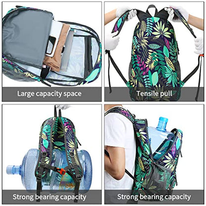 FENGDONG 35L Lightweight Foldable Waterproof Packable Travel Small Hiking Backpack Daypack for men women - color: A7-blue Leaf-upgrade