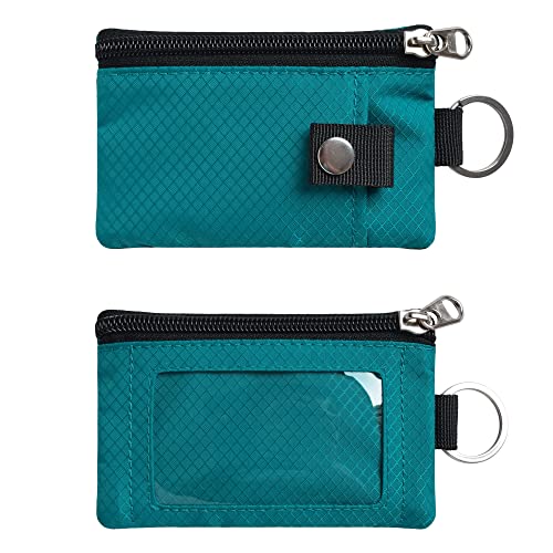CHENSPRX Minimalist RFID Blocking Small Wallet with ID Window,WaterResistant Zip Id Case Wallet with Lanyard Keychain for Cards,Cash,Travel,Women,Men - color: Turquoise