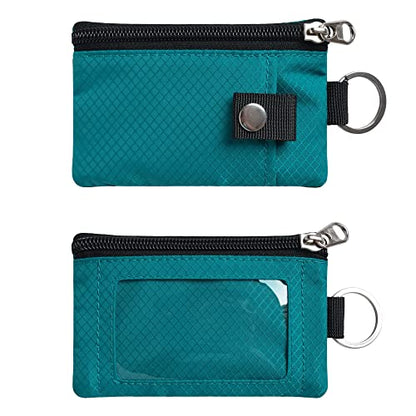 CHENSPRX Minimalist RFID Blocking Small Wallet with ID Window,WaterResistant Zip Id Case Wallet with Lanyard Keychain for Cards,Cash,Travel,Women,Men - color: Turquoise