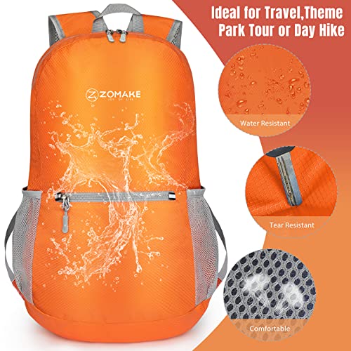ZOMAKE Lightweight Packable Backpack, Foldable Small Travel Day Pack - color: C-orange