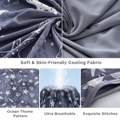 Cooling Blanket Twin Size 60"x90" Dual-Sided Thin Summer Blankets - color: Grey - Starfish, size: Twin 60"x90"