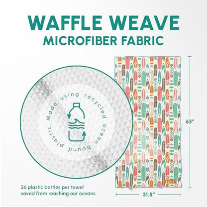 SUN'Y Waffle Microfiber Beach Towel, Sand Free, Quick Dry - Huntington - color: Huntington