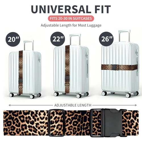 Luggage Strap for Suitcases Adjustable Travel Belt with Quick Release Buckle, Cute Travel Accessories for Suitcase Strap Leopard Print - color: Leopard Print