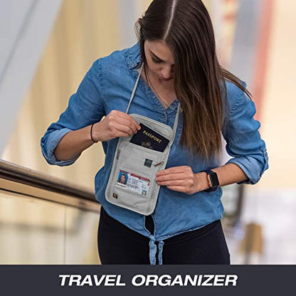 Lewis N. Clark Stash Neck Travel Wallet | RFID Blocking Passport Holder | Protect Personal Information | Gray - color: Gray