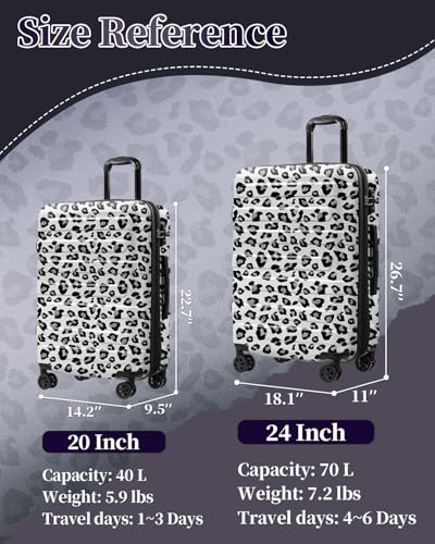 Expandable 20 Inch Carry on Luggage Suitcase with TSA Lock - color: Cloud Leopard, size: S(carry-on-20")