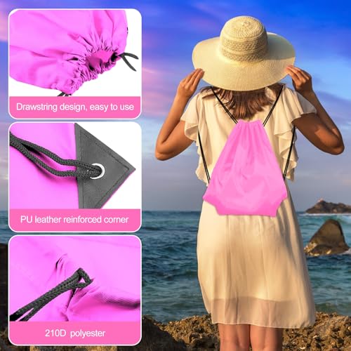 KUUQA 40Pcs Pink Drawstring Backpack Bags Bulk - color: Pink