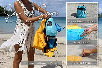 BINDLE Eco-Beach Blanket 10'x9' Extra Large, Recycled Lightweight Material, Sand Free Water Resistant Sandproof, Oversized Portable Picnic Mat for Outdoors Camping Travel, Beach Vibes