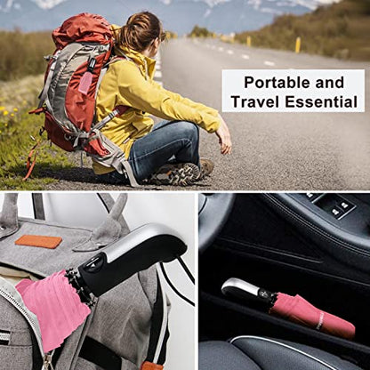 TradMall Travel Umbrella Windproof 56 Inches Canopy, Pink - color: Pink, size: 56 Inches