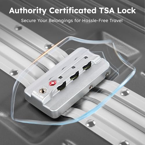 ALPHA CAMP Trunk Luggage 24 Inch with Aluminum Frame Zipperless Suitcase - color: Grey, size: 24 Inch