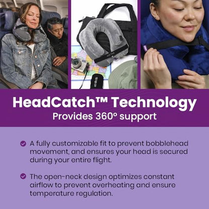 Cabeau Inflatable Travel Pillow – Air TNE – Adjustable, Lightweight, and Supportive for Sleeping on Airplanes, Trains, and Cars– Customized Fit and Compact Carrying Case (Slate Grey) - color: Slate Grey