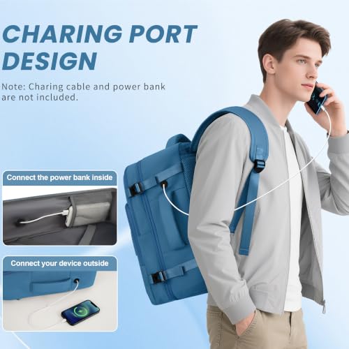 Sinaliy Travel Backpack for Men Women, Airline Approved Personal Item Bag - color: Deep Blue, size: Large