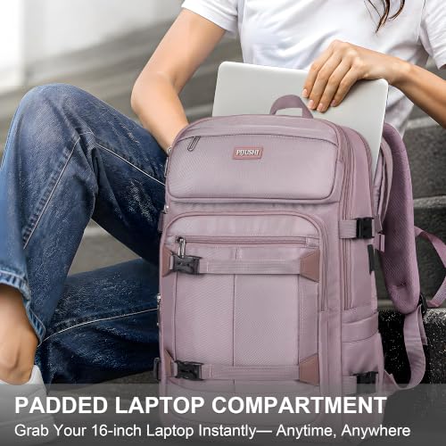 PIJUSHI Travel Backpack 35L Carry On Backpack Flight Approved - color: Updated Ashen Purple