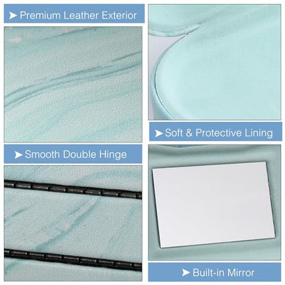 MoKo Double Eyeglass Case,Glasses and contact case 2 in 1 with Mirror - color: Blue Water Color