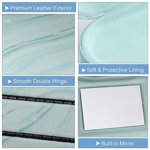 MoKo Double Eyeglass Case,Glasses and contact case 2 in 1 with Mirror - color: Blue Water Color