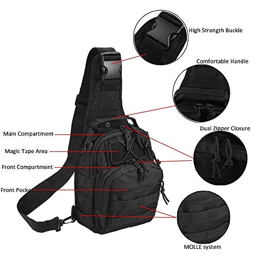 Tactical Shoulder Bag,1000D Outdoor Military Sling Daypack Backpack - color: 2 Pack Tan and Green