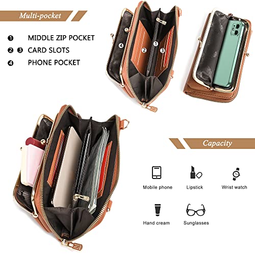 Montana West Crossbody Cell Phone Purse for Women RFID Blocking Cellphone Wallet - color: Wallet Brown