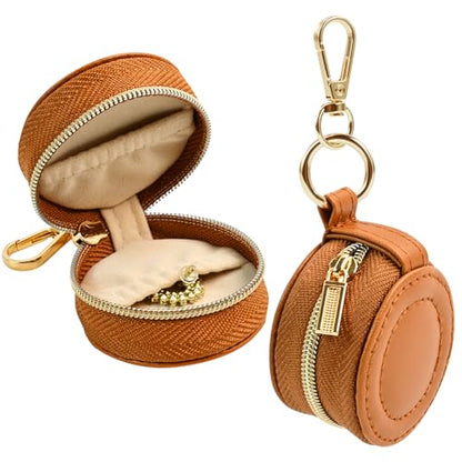 Portable Ring Keychain Holder - brown Jewelry Holder - color: brown
