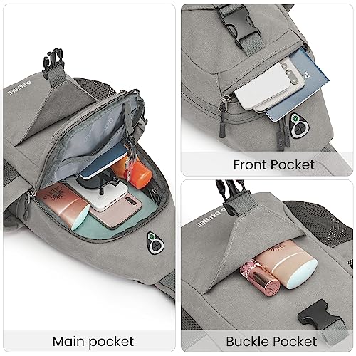 G4Free Canvas Crossbody Sling Bag with RFID Blocking for Women Men - color: Grey