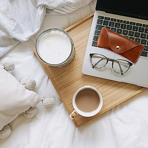 LogHog Portable Leather Glasses Case,Flexible Sunglasses Pouch Slim Case for Women Men Horizontal Eyeglass Case - color: Button - Brown