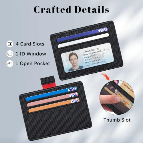 Airkit Small Slim ID Case, Womens Credit Card Holder Wallet, RFID Sleeve - color: Classic Black