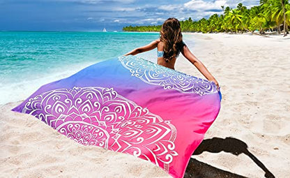 HIHOHO Waterproof Sandproof Beach Blanket Mat for 1-8 Adults, Quick Drying - color: Beautiful Pattern, size: 79" X 108"（1~5 person）