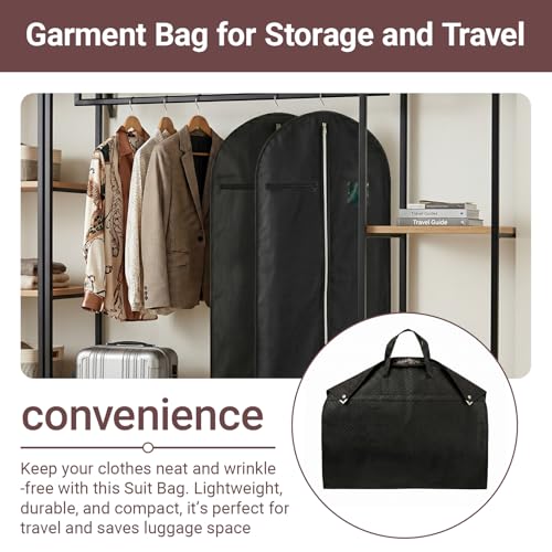 1 Pack PEVA Waterproof Long Garment Bag Clear Window 24x63 In Black - size: 24 × 63 in