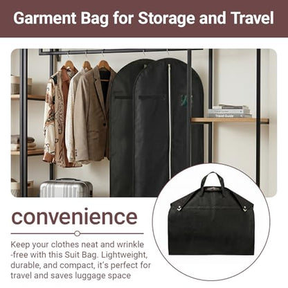 1 Pack PEVA Waterproof Long Garment Bag Clear Window 24x63 In Black - size: 24 × 63 in