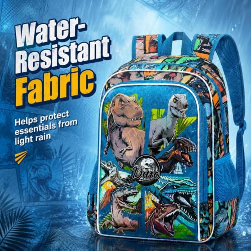 CCJPX 3Pcs Backpack for Boys, 16 Inch Preschool Elementary Kindergarten School Backpacks and Lunch Box - color: Aa1-dinosaur Blue