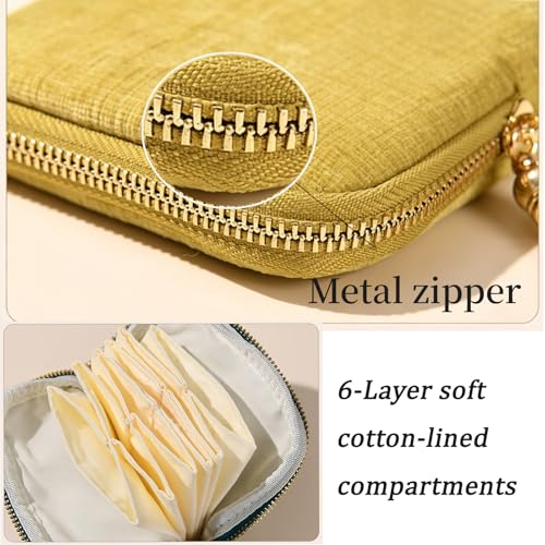 Travel Jewelry Case,Small Velvet Travel Jewelry Organizer Bag - color: Off-white