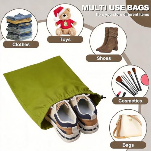 5 Pack Shoe Bags for Travel, Washable Dust Bags Drawstring Travel Shoe Bag - color: Green