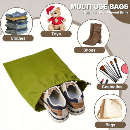 5 Pack Shoe Bags for Travel, Washable Dust Bags Drawstring Travel Shoe Bag - color: Green