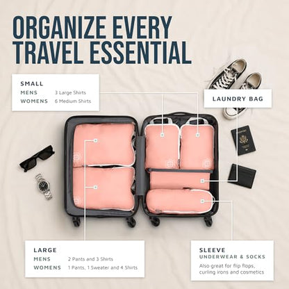 TRIPPED Travel Gear Compression Packing Cubes for Carry-On Travel 6-Pack - color: Pink, size: 6 Piece