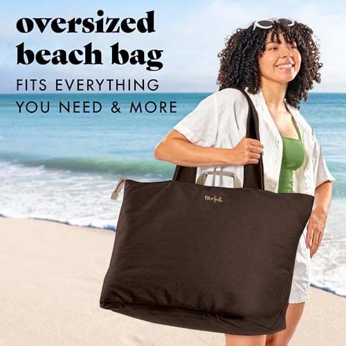 Fit & Fresh All The Things XL Beach Bag for Women, Oversized Travel Tote - color: Chocolate