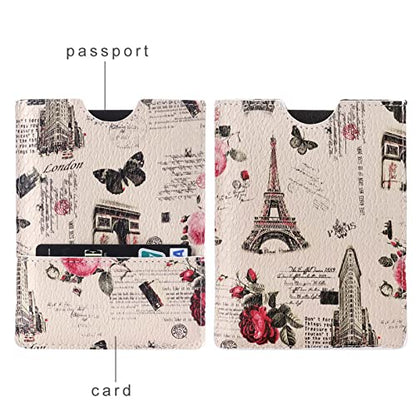 XEYOU Passport Holder Sleeve Case Travel Passport Pouch Wallet - color: Eiffel Tower