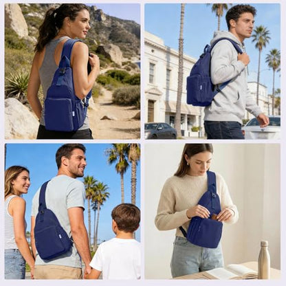 AOTIAN Crossbody Sling Backpack Sling Bag Travel Hiking Chest Bag Daypack - color: Blue