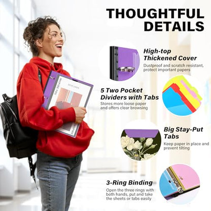 WOT I 2-Pack Telescoping Project Organizer, 1 Inch 3 Ring Binder, Purple - color: Purple, size: 2 Pack