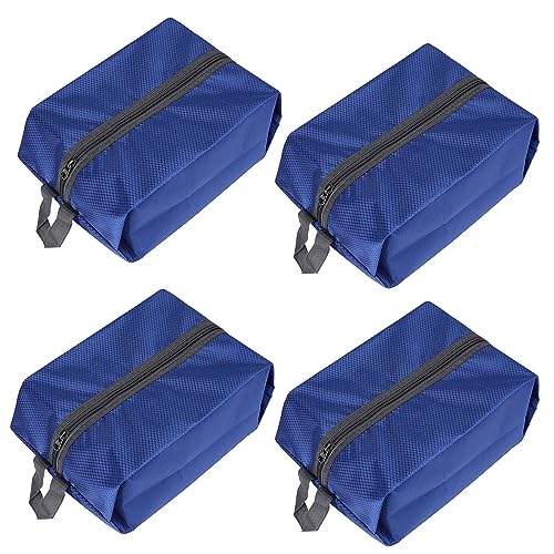 Washable Shoe Bags for Travel, 4 Pack Blue, Nylon and Oxford Fabric, Zipper Closure