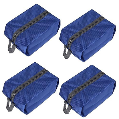 Washable Shoe Bags for Travel, 4 Pack Blue, Nylon and Oxford Fabric, Zipper Closure
