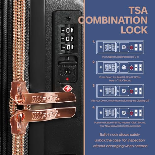 2-Piece Set(14/20in) Carry On Luggage,Expandable w/TSA LOCK - color: BLACK, size: 14 inch + 20 inch 2-Piece Set