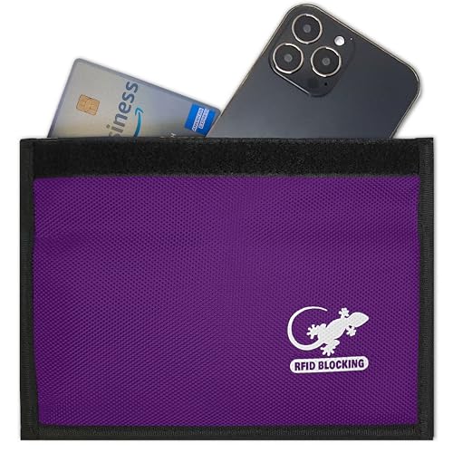 Gecko Travel Tech Faraday Bag Anti-Tracking GPS RFID Car Key Signal Blocker Wallet Shielding Pouch Protective Case for Cell Phone Car Key FOB, Data Privacy, Electronic Device Security (PURPLE) - color: PURPLE