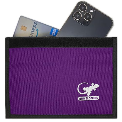 Gecko Travel Tech Faraday Bag Anti-Tracking GPS RFID Car Key Signal Blocker Wallet Shielding Pouch Protective Case for Cell Phone Car Key FOB, Data Privacy, Electronic Device Security (PURPLE) - color: PURPLE