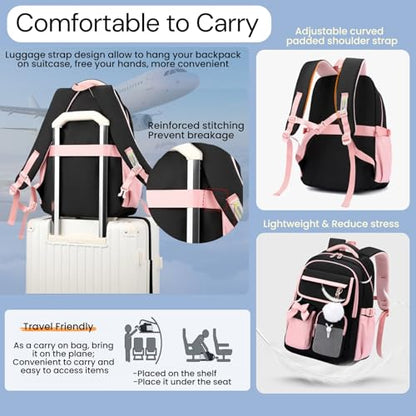 Girls School Backpack with Lunch Box Pencil Case Set, 3pcs Purple - color: 3pcs Purple