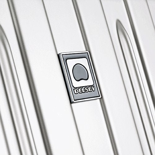 DELSEY PARIS Titanium Hardside Expandable Luggage with Spinner Wheels Checked Luggage, Silver, Checked-Medium 25 Inch - color: Silver, size: Checked-Medium 25 Inch