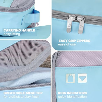 Traveler's Choice Cloverland Packing Cubes, 5-Piece Set, Light Blue - color: Light Blue