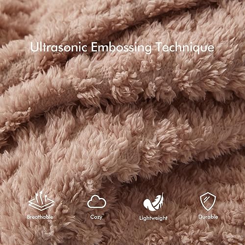 Royoliving Wearable Fleece Blanket with Pockets, Blush Pink, 58" x 64" - color: Blush